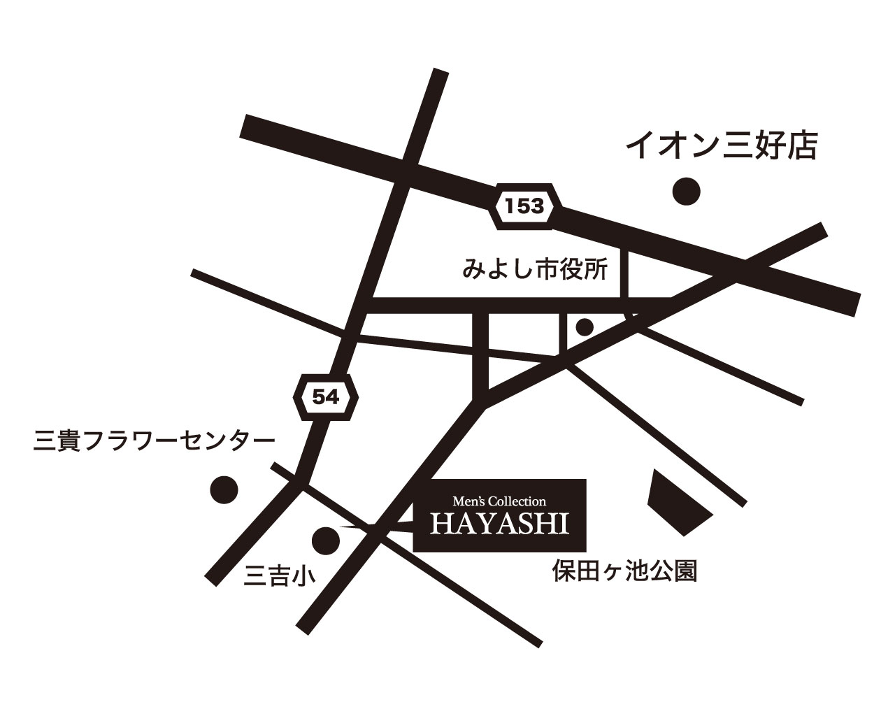 Men's collection HAYASHI 三好店　地図